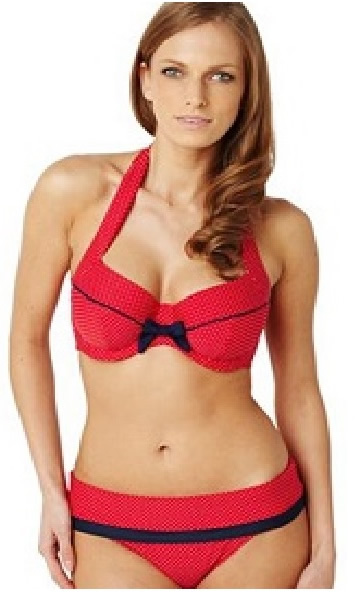 panache britt halterneck bikini bra fold pant red spot